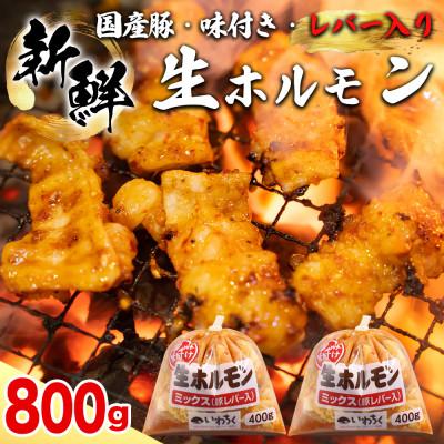 ふるさと納税 紫波町 ホルモンミックス 国産豚 味付け レバー入り 800g(400g×2パック) 冷凍