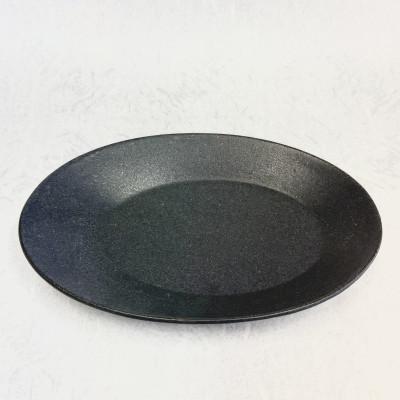 ふるさと納税 鹿追町 『鹿追焼』黒釉楕円皿(大)2枚組セット