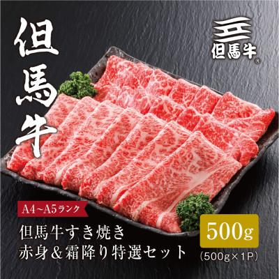 ふるさと納税 三木市 FH05[但馬牛]すき焼き 赤身&amp;霜降り 特選セット500g