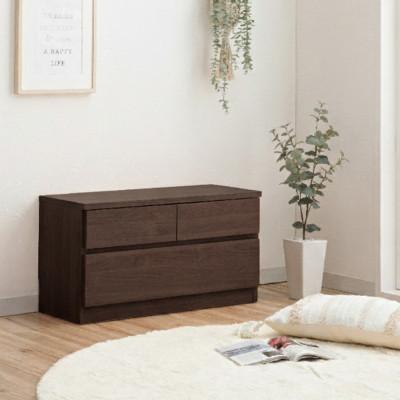 ふるさと納税 大川市 奥行30cmの薄型チェスト75cm幅2段ブラウン座れるベンチとしても使えるリビング・玄関兼用収納