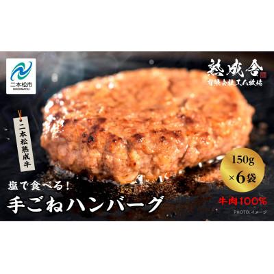 ふるさと納税 二本松市 二本松熟成牛 塩で食べる!手ごねハンバーグ 900g(150g×6袋)
