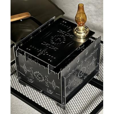 ふるさと納税 高松市 3WAY焚火BOXオルテガ柄スタンダードセット(五徳M×2,S×2付属)+ グリル鉄板L4.5ミリ厚