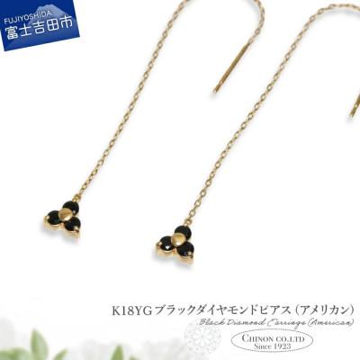 ふるさと納税 富士吉田市 K18YG ブラックダイヤモンドアメリカンピアス CS-708