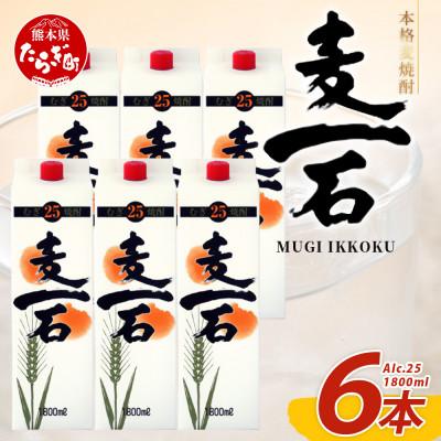 ふるさと納税 多良木町 麦一石 紙パック 1800ml × 6本 25度(多良木町)