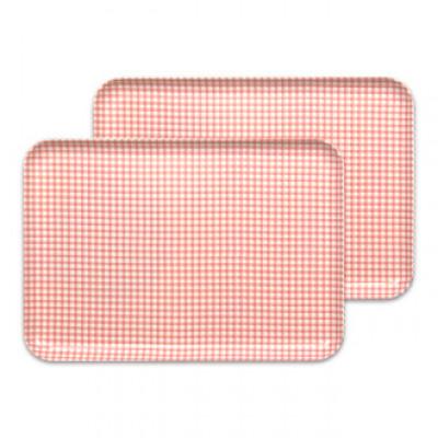 ふるさと納税 かつらぎ町 STトレー M 33cm チェック ピンク 2枚セット 食洗機対応のトレー