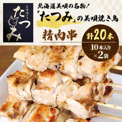 ふるさと納税 美唄市 北海道美唄の名物!「たつみ」の美唄焼き鳥(精肉串 10本×2袋)計20本 老舗の味をそのままお届け!