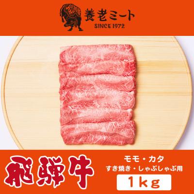 ふるさと納税 多治見市 飛騨牛モモもしくはカタ 1kg(すき焼き・しゃぶしゃぶ用) 牛脂付き