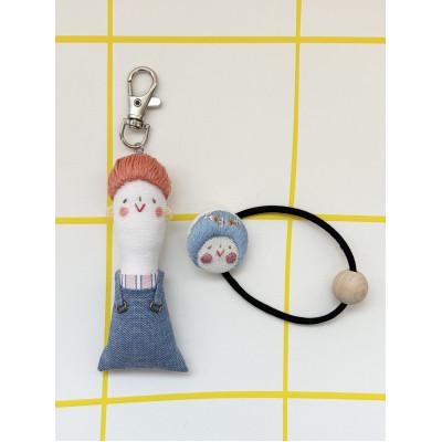 ふるさと納税 播磨町 ぷっくり可愛い刺繍チャームとヘアゴム 計2点