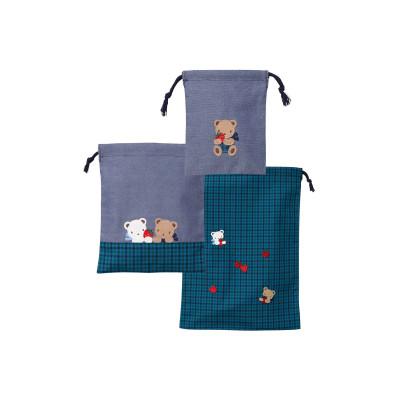 ふるさと納税 西脇市 [ふるさと納税限定・西脇市]ファミリア(familiar) 巾着3点セット 青系チェック(XB)