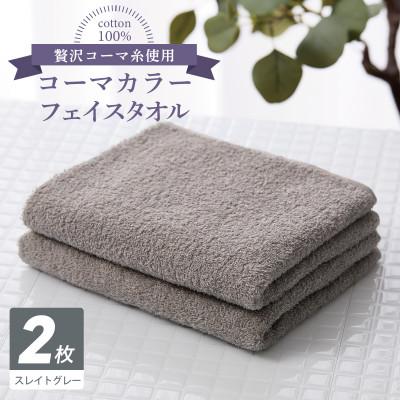 ふるさと納税 泉佐野市 コーマカラーフェイスタオル 2枚(スレイトグレー) 泉州タオル