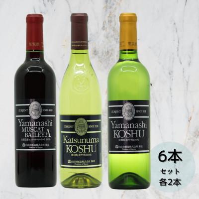 ふるさと納税 甲州市 ロリアン 勝沼甲州・山梨甲州・山梨マスカットベーリーA 各2本 6本セット