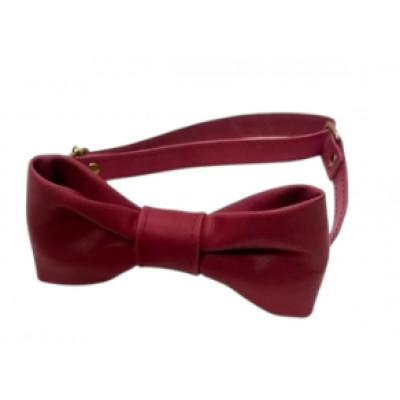 ふるさと納税 八幡市 レザーネクタイ (バタフライタイプ) ワインレッド 1個 蝶ネクタイ