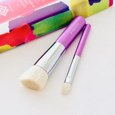 ふるさと納税 熊野町 熊野化粧筆 ファンデブラシピンク(小)&amp;シャドーブラシ 熊野筆ほうこどう