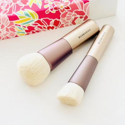 ふるさと納税 熊野町 熊野化粧筆 ファンデブラシ -白HAKU-2本セット 熊野筆ほうこどう