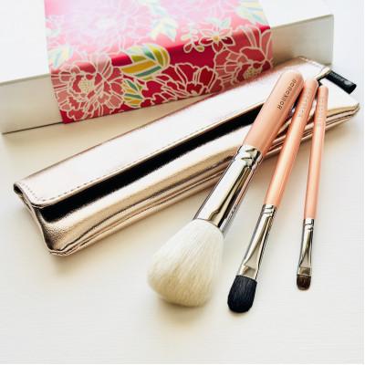 ふるさと納税 熊野町 熊野化粧筆 萌限定3本セット&amp;ケース 熊野筆ほうこどう