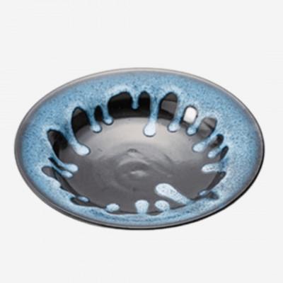 ふるさと納税 新庄市 伝統工芸「新庄東山焼」黒釉なまこ流し皿