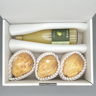 ふるさと納税 北杜市 [先行予約]西洋梨3〜4玉・ラフランスジュース詰め合わせセット