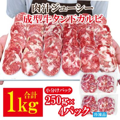 ふるさと納税 常陸大宮市 [ふるさと納税]肉汁ジューシー牛舌(下)カルビ成型肉焼肉用 計1kg(250g×4パック)