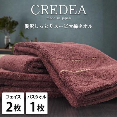 ふるさと納税 泉大津市 [フェイス2枚・バス1枚セット]贅沢スーピマ綿タオルセット クレディアWRE