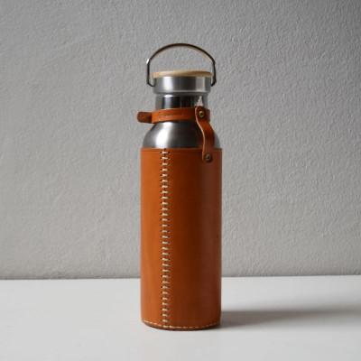 ふるさと納税 河内長野市 ステンレスボトル+本革のボトルカバーセット キャメル 国産レザー Teha'amana