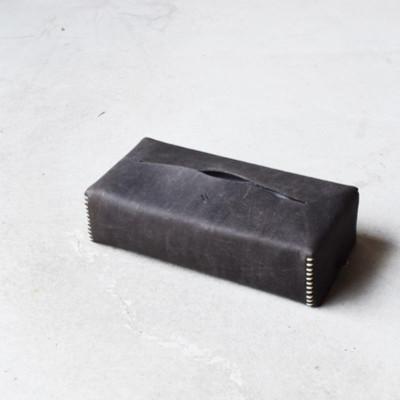 ふるさと納税 河内長野市 本革ティッシュカバー スモーク グレー 国産レザー Teha'amana