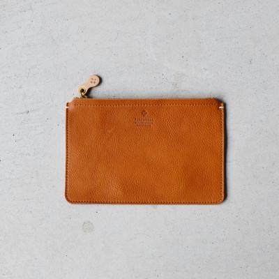 ふるさと納税 河内長野市 本革スクエアポーチ S ベーシック キャメル 国産レザー Teha'amana