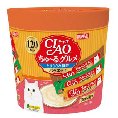 ふるさと納税 静岡市 いなば 猫・CIAOちゅ〜るグルメ とりささみ海鮮バラエティ (14g×120本)×4箱