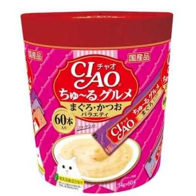 ふるさと納税 静岡市 いなば 猫・CIAOちゅ〜るグルメ まぐろ・かつおバラエティ (14g×60本)×8箱