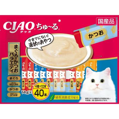 ふるさと納税 静岡市 いなば 猫・CIAOちゅ〜る まぐろ・かつおバラエティ (14g×40本)×8袋