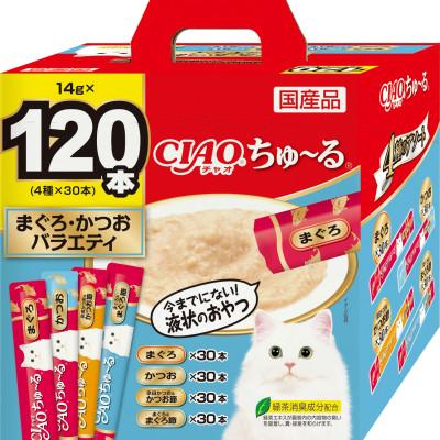 ふるさと納税 静岡市 いなば 猫・CIAOちゅ〜る まぐろ・かつおバラエティ (14g×120本)×4箱