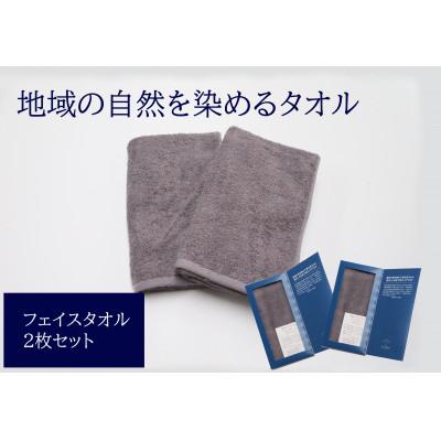 ふるさと納税 伊予市 フェイスタオル2枚セット 地域の自然を染めるタオル(グレー)