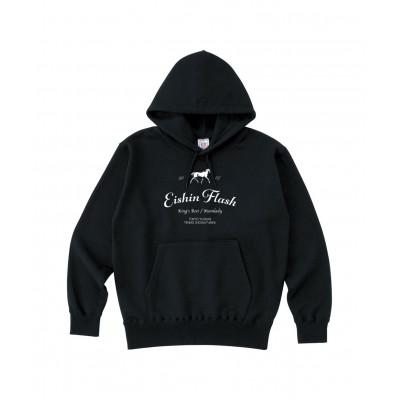 ふるさと納税 平取町 [競馬グッズ][エイシンフラッシュ](ブラック)プルオーバーパーカー サイズXL