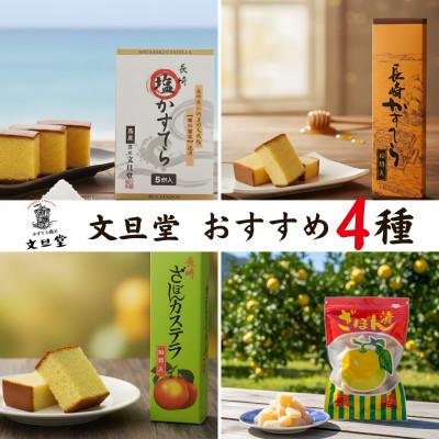ふるさと納税 島原市 文旦堂おすすめ4種セット (長崎かすてら・長崎ざぼん・長崎塩かすてら各1本/ざぼん2袋)