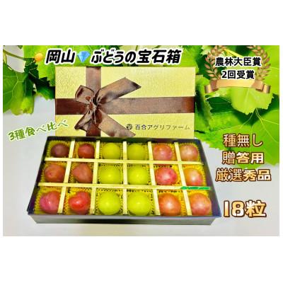 ふるさと納税 岡山市 ぶどう 岡山 3種食べ比べ クイーンニーナ シャイン マイハート 粒だけ18粒 贈答用秀品 ゴールド