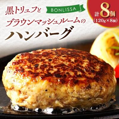 ふるさと納税 都農町 黒トリュフとブラウンマッシュルームのハンバーグ(計8個)[T001-0185]