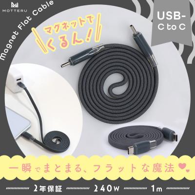 ふるさと納税 海老名市 マグネットフラットケーブル PD240W対応 スモーキーブラック (MOT-MGFCC100-BK)