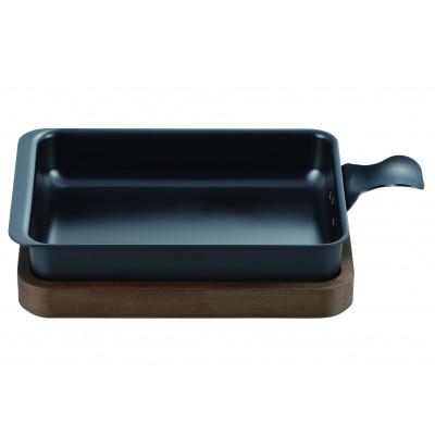 ふるさと納税 燕市 わたしのこだわり鉄鍋シリーズ グリルプレート シリコンコーティング (木台付き)