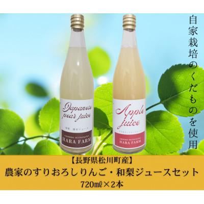 ふるさと納税 松川町 農家のすりおろしりんご・和梨ジュースセット 720ml×2本