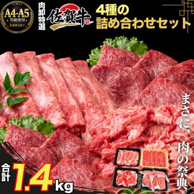 ふるさと納税 多久市 艶さし![A4〜A5]佐賀牛 4種 詰め合わせ セット 1.4kg(多久市)