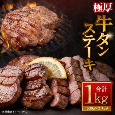 ふるさと納税 阪南市 極厚牛タンステーキ ガーリックペッパー味・ムニエル味 1kg(各500g×1パック)