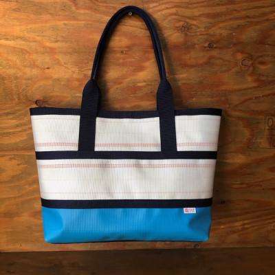 ふるさと納税 諏訪市 [SUWAプレミアム]トートバッグAタイプ バイカラーブルー(L)(パイピングカラー:紺)