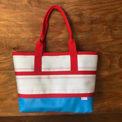 ふるさと納税 諏訪市 [SUWAプレミアム]トートバッグAタイプ バイカラーブルー(L)(パイピングカラー:赤)