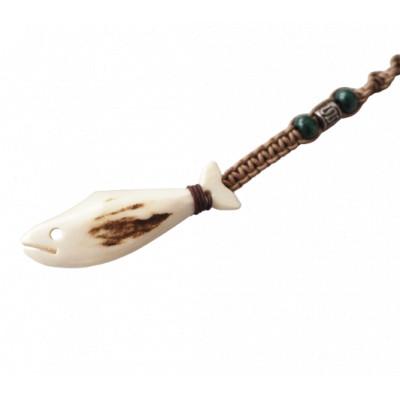 ふるさと納税 斜里町 鹿の角ストラップ(茶) 知床で手作り[エゾシカコウボウカルぺ]