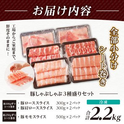ふるさと納税 都農町 全部小分けシート巻き!!宮崎県産豚しゃぶしゃぶ3種盛りセット合計2.2kg【T041-0055】 |  | 03