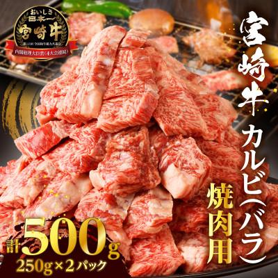 ふるさと納税 都農町 全部小分け真空パック!!「宮崎牛カルビ(バラ)焼肉用」計500g[T041-0065]