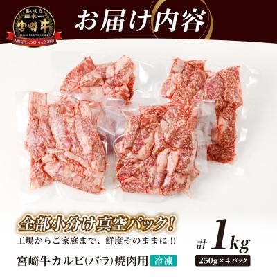 ふるさと納税 都農町 全部小分け真空パック!!「宮崎牛カルビ(バラ)焼肉用」計1kg【T041-0075】 |  | 03