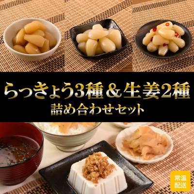 ふるさと納税 三股町 純国産らっきょう3種としょうが2種詰め合わせ各2袋合計10袋[MI723]