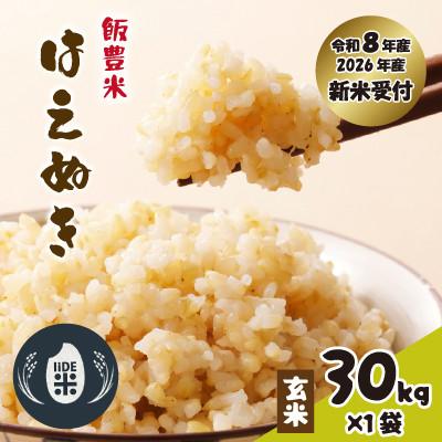 ふるさと納税 飯豊町 [先行予約]飯豊米 はえぬき 玄米 30kg×1袋(令和8年産)