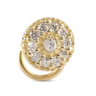 ふるさと納税 昭和町 18金パヴェダイヤモンドピアス(イエローゴールド)キャッチナッシャー 片耳用