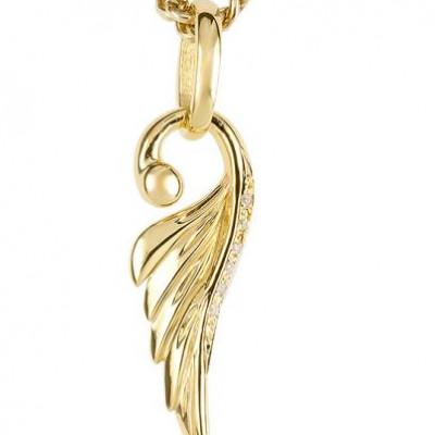 ふるさと納税 昭和町 18金 羽根 ダイヤモンドペンダントトップ 喜平用 ネックレス190523100dym-e